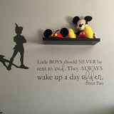 Little Boys Should Never Be Sent To Bed Peter Pan Vinyl Sticker Decals #1623