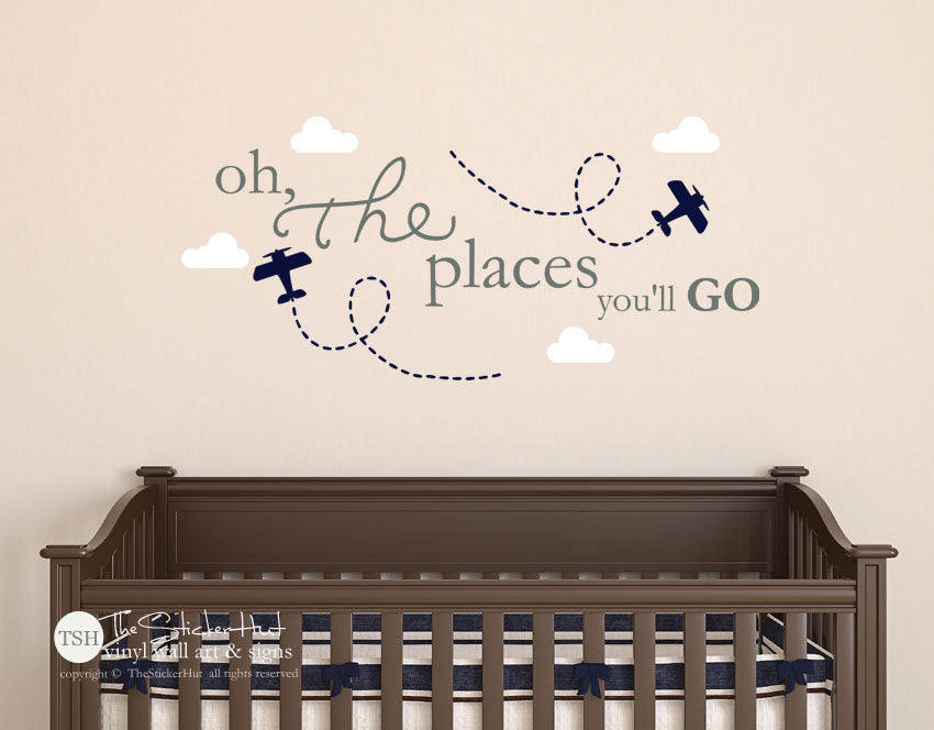 Oh The Places You'll Go Planes Clouds Decal Sticker - #1691