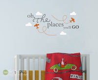 Oh The Places You'll Go Planes Clouds Decal Sticker - #1691