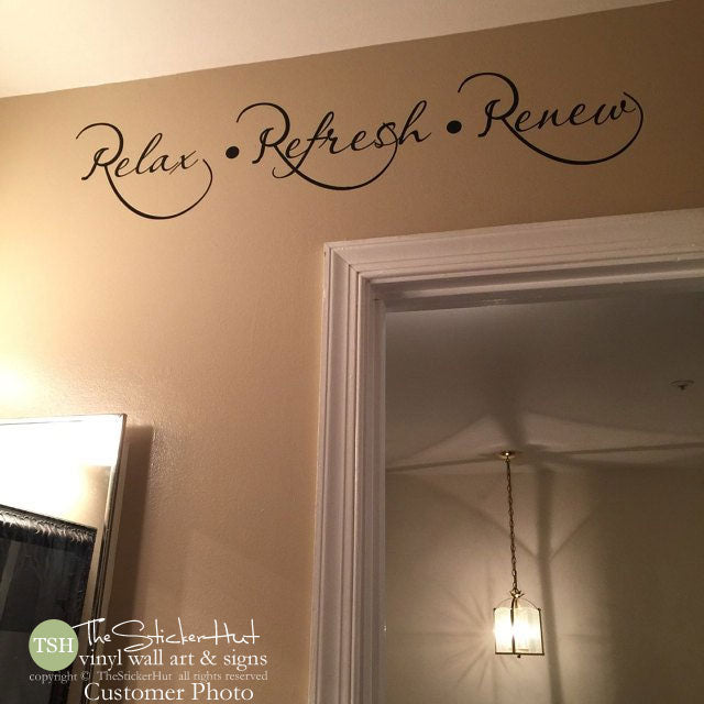 Relax Refresh Renew Bathroom Decal Sticker 1757 thestickerhut