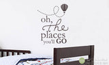 Oh the Places You'll Go with Trailing Hot Air Balloon Decal Sticker - #1776