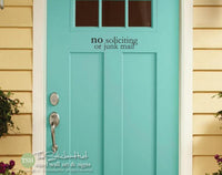 Front Door No Soliciting or Junk Mail Vinyl Decal Sticker - #2000