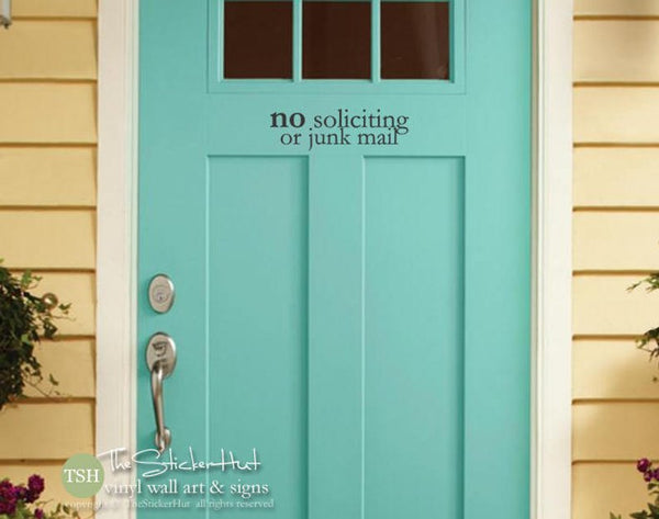 Front Door No Soliciting or Junk Mail Vinyl Decal Sticker - #2000