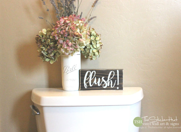 Flush Bathroom Wood Sign - M011