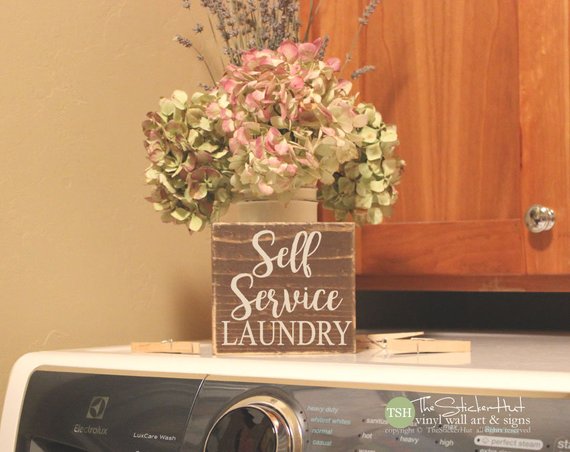 Self Service Laundry Wood Sign - M47