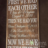 First We Had Each Other Then We Had You Now We Have Everything Wood Sign - S94