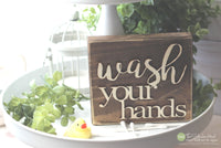 Wash Your Hands Bathroom Sign Mini Block - 3D Bathroom Decor - Wooden Sign - Wood Signs - Bathroom Sayings Quotes - Small MiniBlock