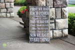 First We Had Each Other Then We Had You Now We Have Everything Wood Sign - S94